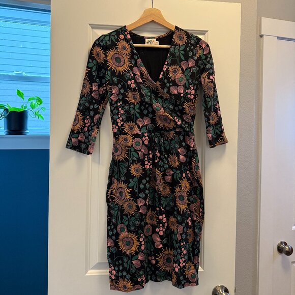 Black Mata Traders Faux Wrap Dress, XS - Picture 1 of 4